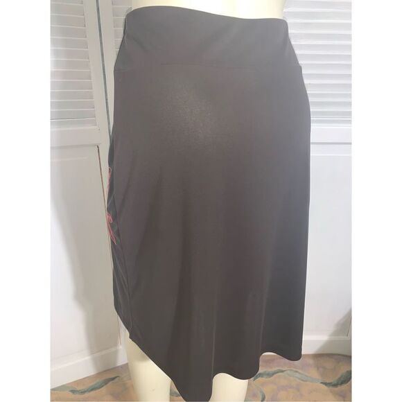 Vintage 90’s Y2K Spandex Floral Embroidered Skirt  Brown Small - Picture 8 of 10